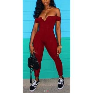 Cute low cut jumpsuit! Black and Red